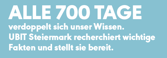 Alle 700 Tage verdoppelt sich unser Wissen. UBIT Steiermark recherchiert wichtige Fakten und stellt sie bereit.